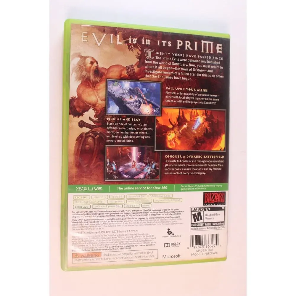 Diablo 3 III (Microsoft Xbox 360) Authentic, Tested/works